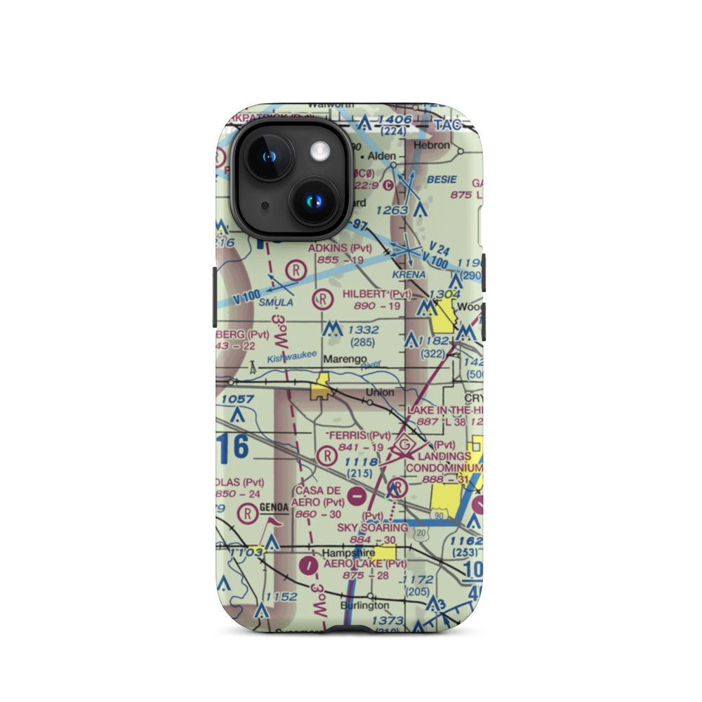 Aerogrange Airport (66IL) VFR Sectional  Tough iPhone Case iPhone 15 model shown