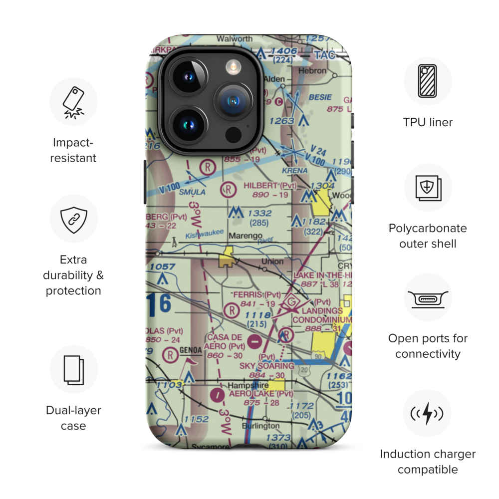 Aerogrange Airport (66IL) VFR Sectional  Tough iPhone Case iPhone 15 Pro Max model shown