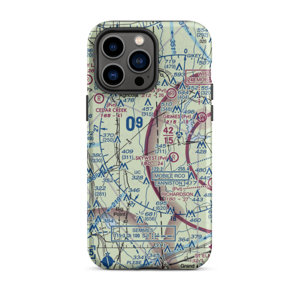 Aerohead Airport (MS27) VFR Sectional  Tough iPhone Case iPhone 14 Pro Max model shown