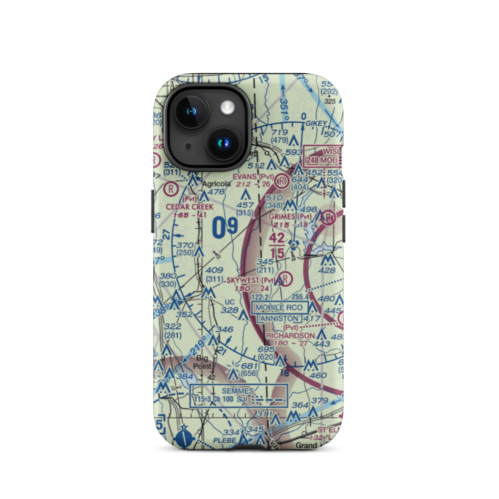 Aerohead Airport (MS27) VFR Sectional  Tough iPhone Case iPhone 15 model shown