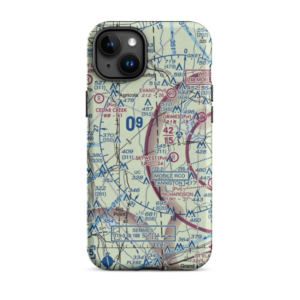Aerohead Airport (MS27) VFR Sectional  Tough iPhone Case iPhone 15 Plus model shown