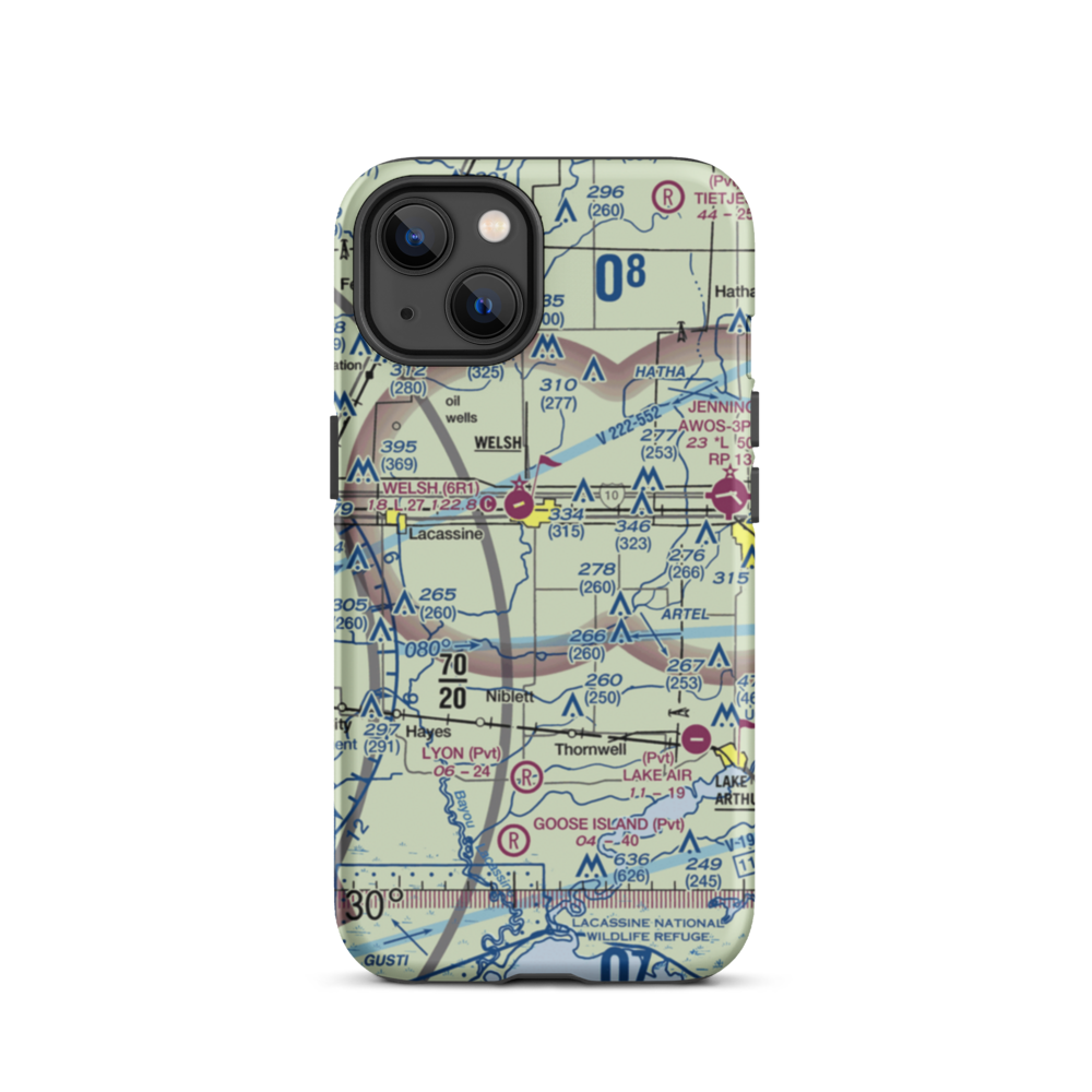 Aerolite Aero Park Ultralightport (LS72) VFR Sectional  Tough iPhone Case iPhone 13 model shown