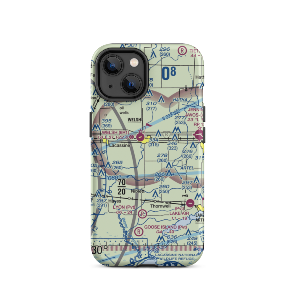 Aerolite Aero Park Ultralightport (LS72) VFR Sectional  Tough iPhone Case iPhone 14 model shown