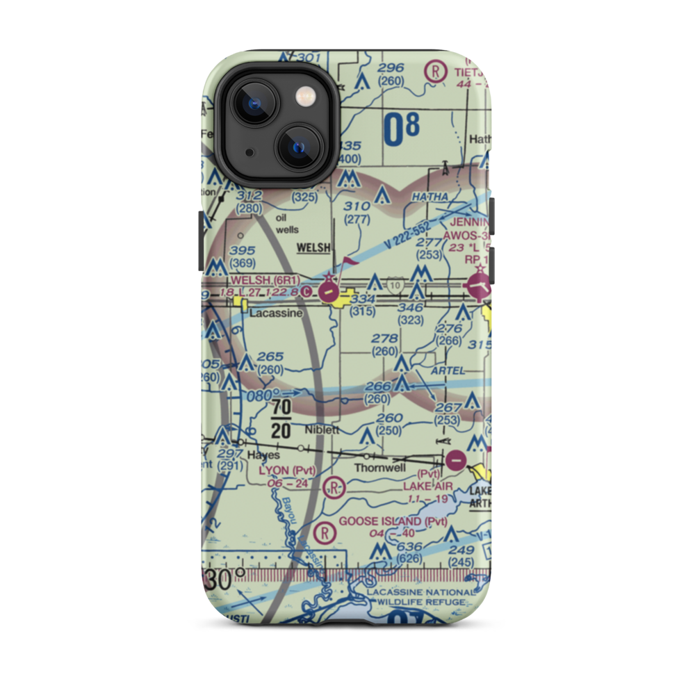 Aerolite Aero Park Ultralightport (LS72) VFR Sectional  Tough iPhone Case iPhone 14 Plus model shown
