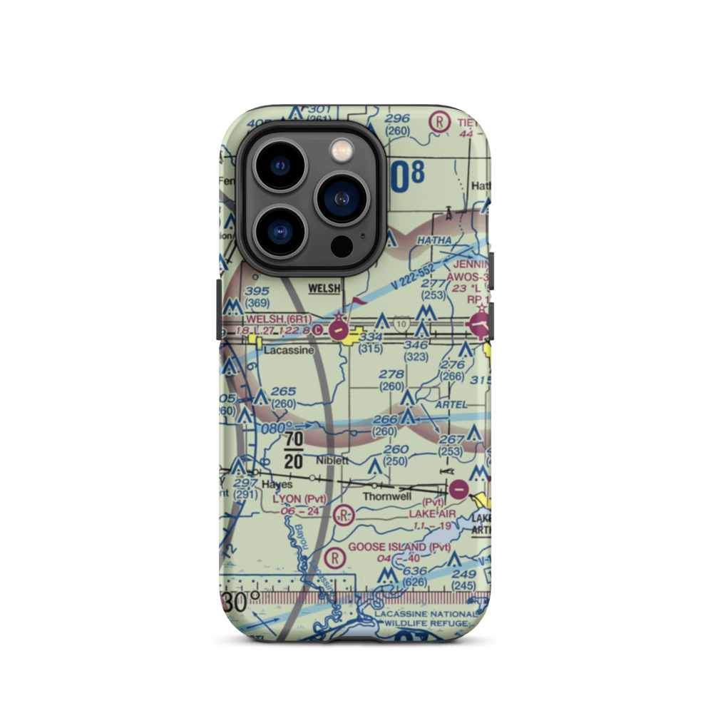 Aerolite Aero Park Ultralightport (LS72) VFR Sectional  Tough iPhone Case iPhone 14 Pro model shown