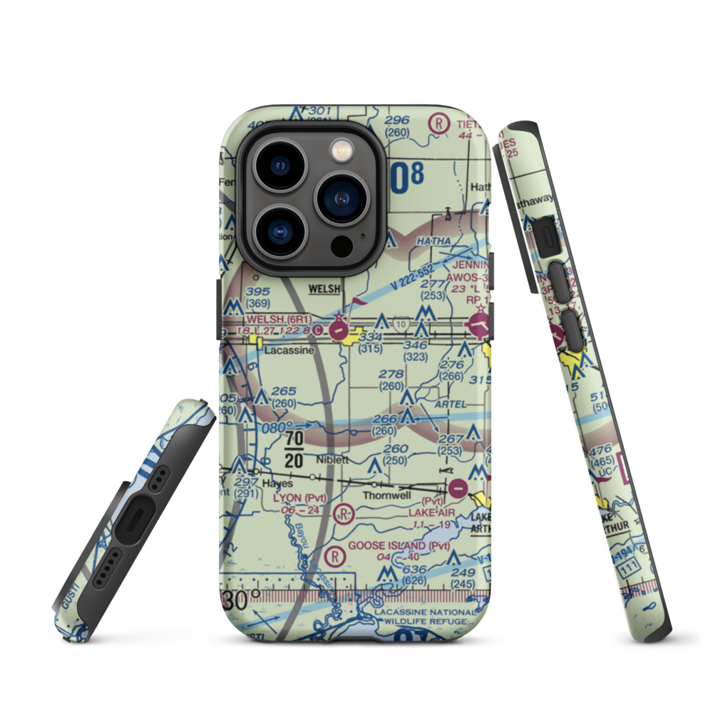 Aerolite Aero Park Ultralightport (LS72) VFR Sectional  Tough iPhone Case iPhone 14 Pro model shown