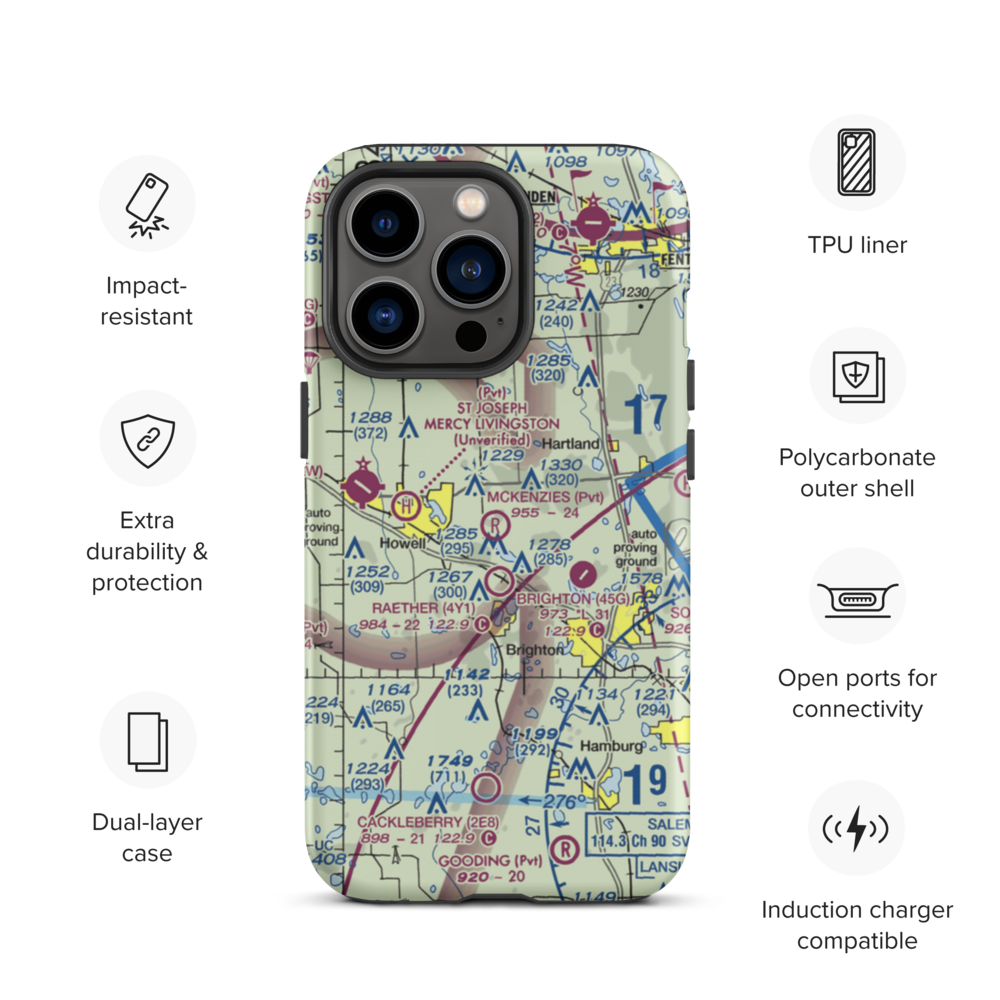 Aeronut Park Balloonport (13M) VFR Sectional  Tough iPhone Case iPhone 13 Pro model shown