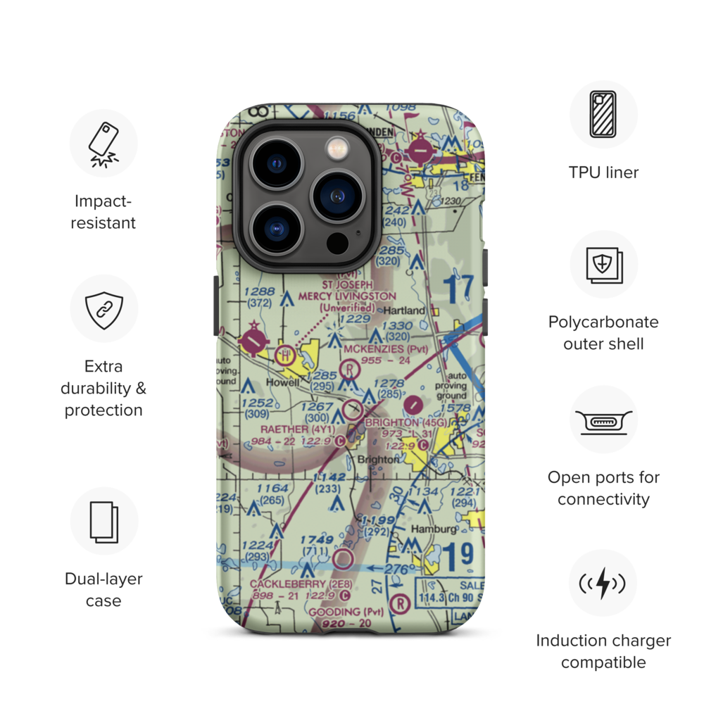 Aeronut Park Balloonport (13M) VFR Sectional  Tough iPhone Case iPhone 14 Pro model shown
