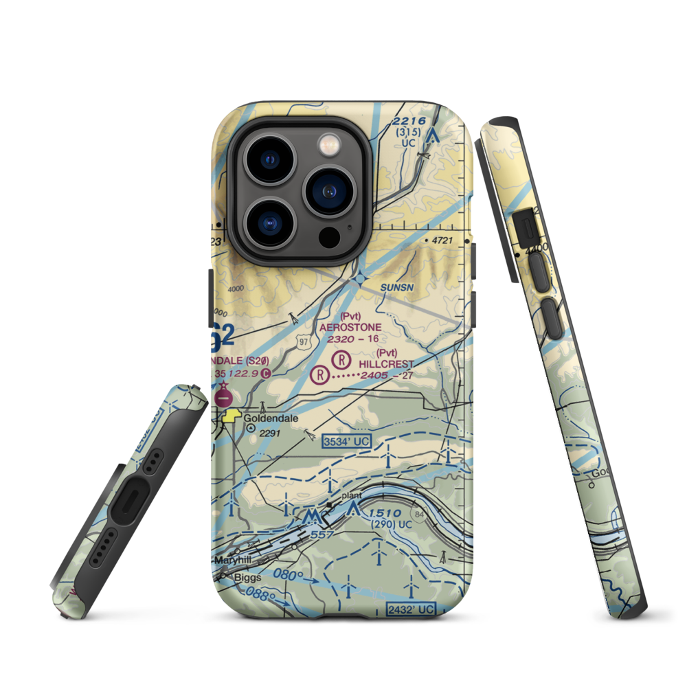 Aerostone Ranch Airport (03WN) VFR Sectional  Tough iPhone Case iPhone 14 Pro model shown