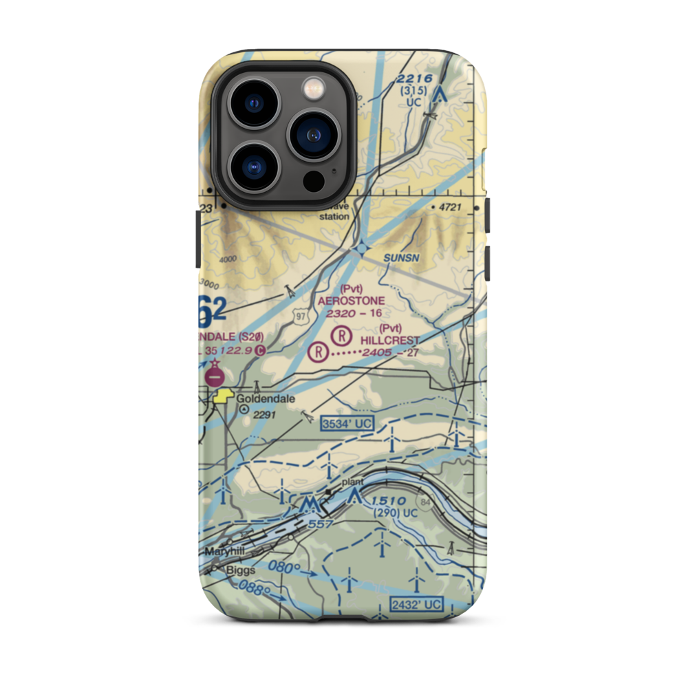 Aerostone Ranch Airport (03WN) VFR Sectional  Tough iPhone Case iPhone 13 Pro Max model shown