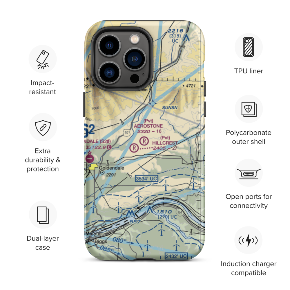 Aerostone Ranch Airport (03WN) VFR Sectional  Tough iPhone Case iPhone 14 Pro Max model shown