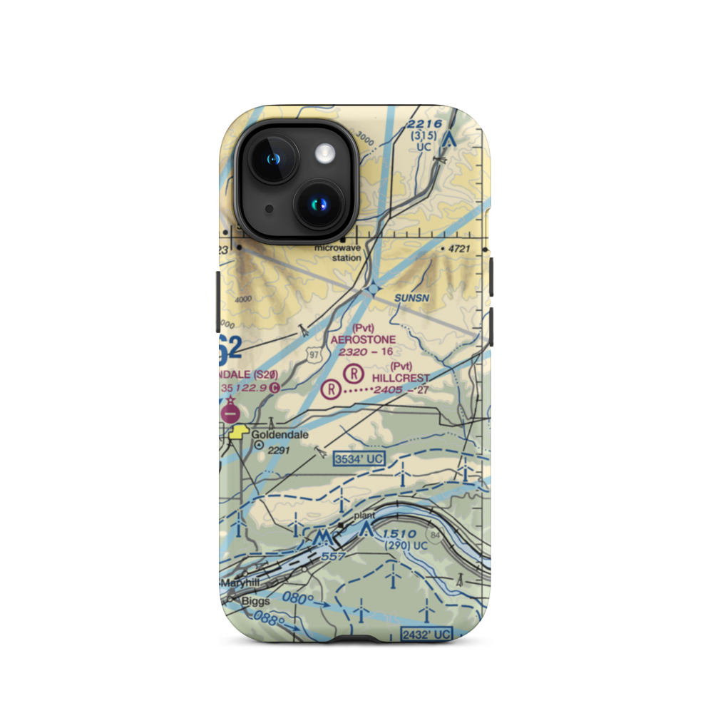 Aerostone Ranch Airport (03WN) VFR Sectional  Tough iPhone Case iPhone 15 model shown