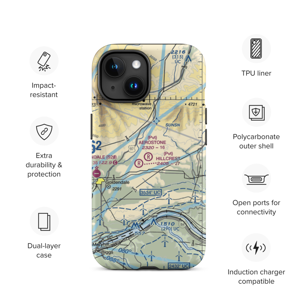 Aerostone Ranch Airport (03WN) VFR Sectional  Tough iPhone Case iPhone 15 model shown