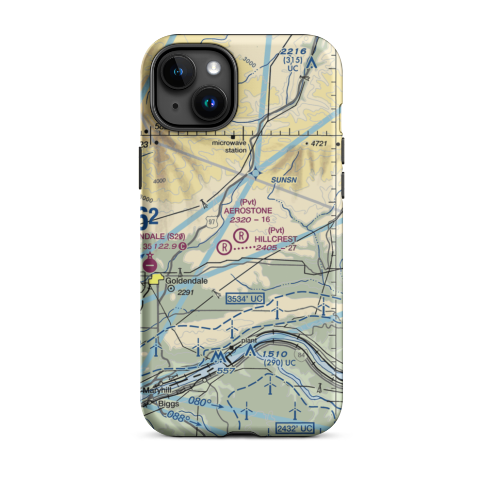 Aerostone Ranch Airport (03WN) VFR Sectional  Tough iPhone Case iPhone 15 Plus model shown