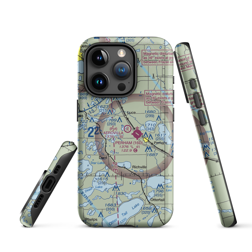 Aerovilla Airport (MN89) VFR Sectional  Tough iPhone Case iPhone 15 Pro model shown