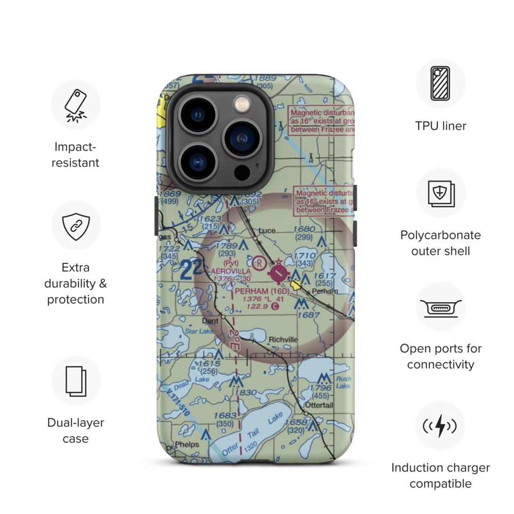 Aerovilla Airport (MN89) VFR Sectional  Tough iPhone Case iPhone 13 Pro model shown