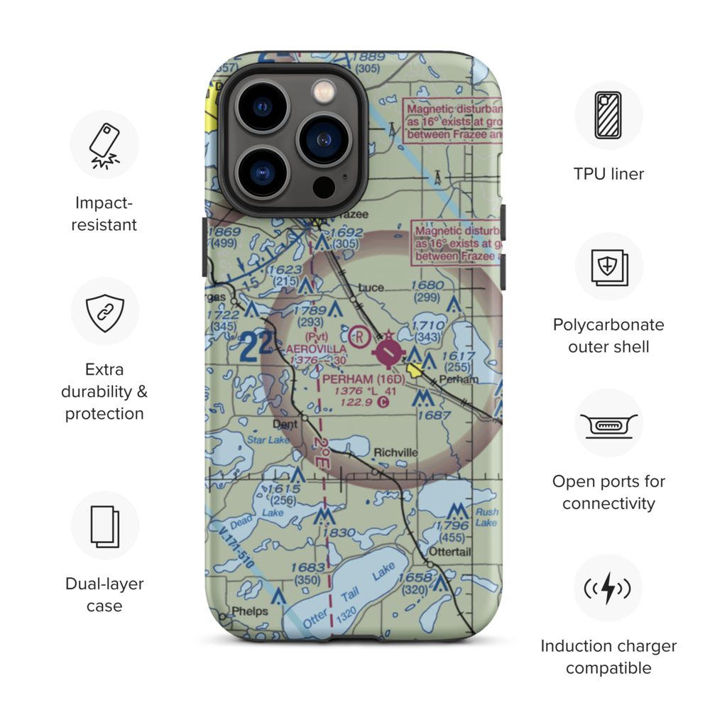 Aerovilla Airport (MN89) VFR Sectional  Tough iPhone Case iPhone 13 Pro Max model shown