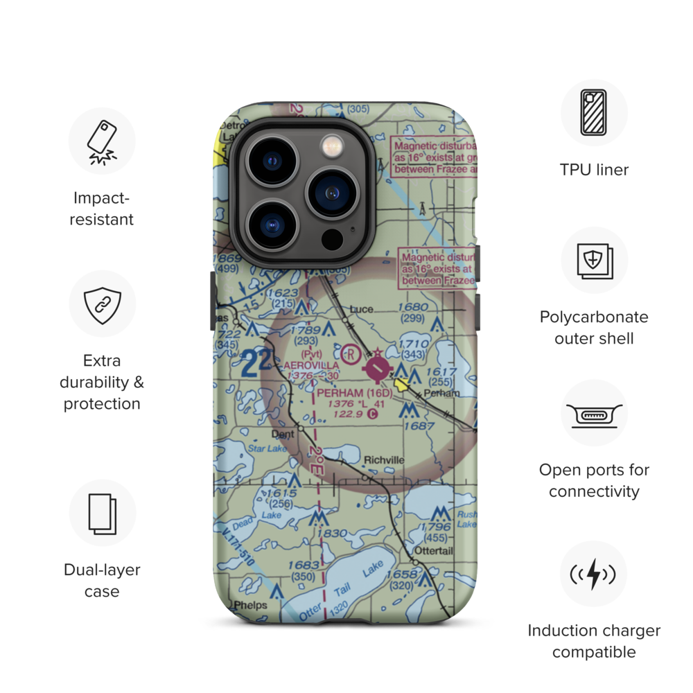 Aerovilla Airport (MN89) VFR Sectional  Tough iPhone Case iPhone 14 Pro model shown