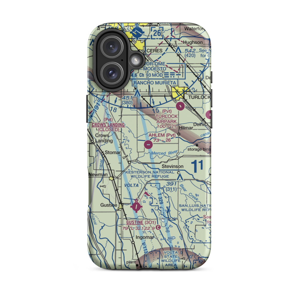Ahlem Farms Airport (CL84) VFR Sectional  Tough iPhone Case iPhone 16 Plus model shown
