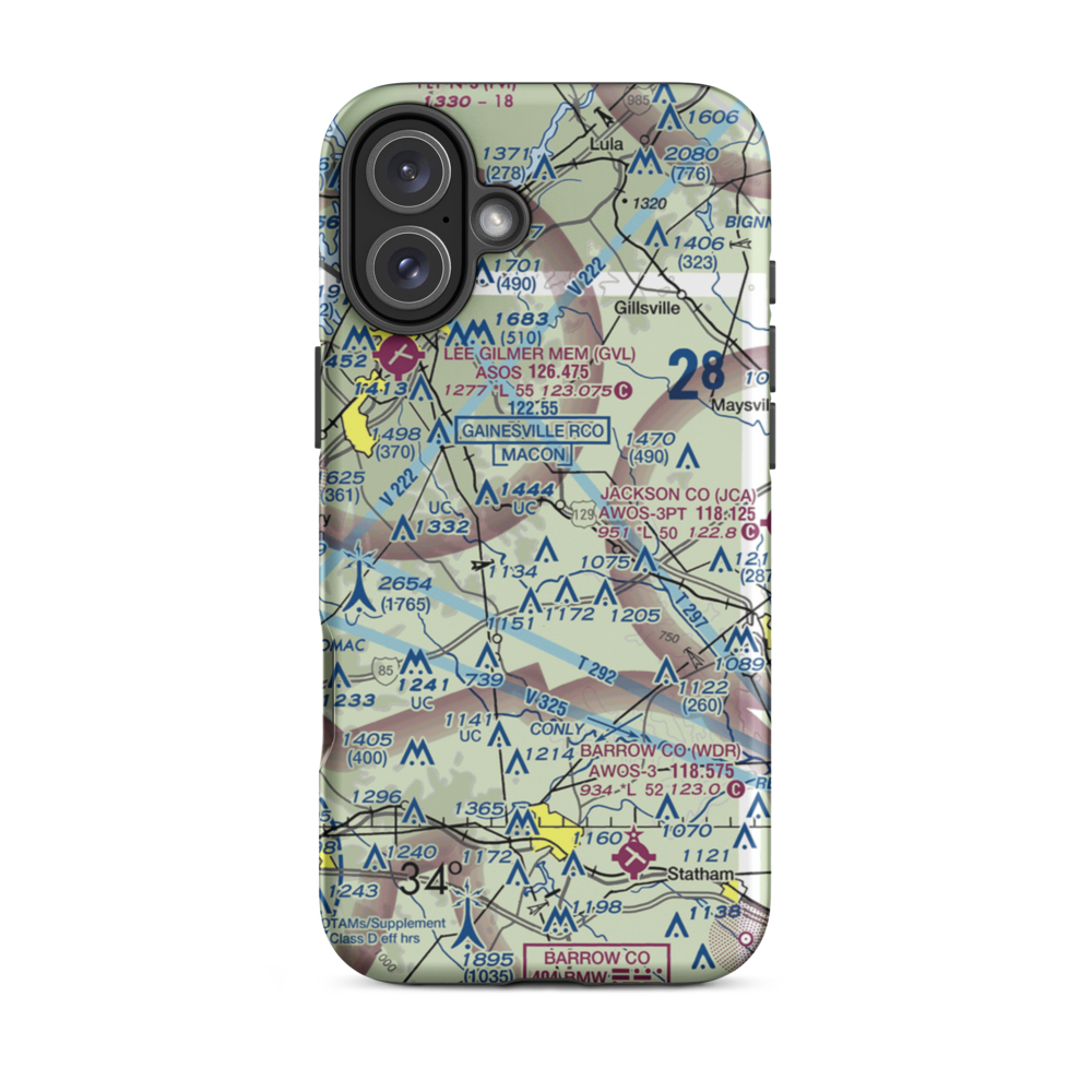 Aiken Field (85GA) VFR Sectional  Tough iPhone Case iPhone 16 Plus model shown
