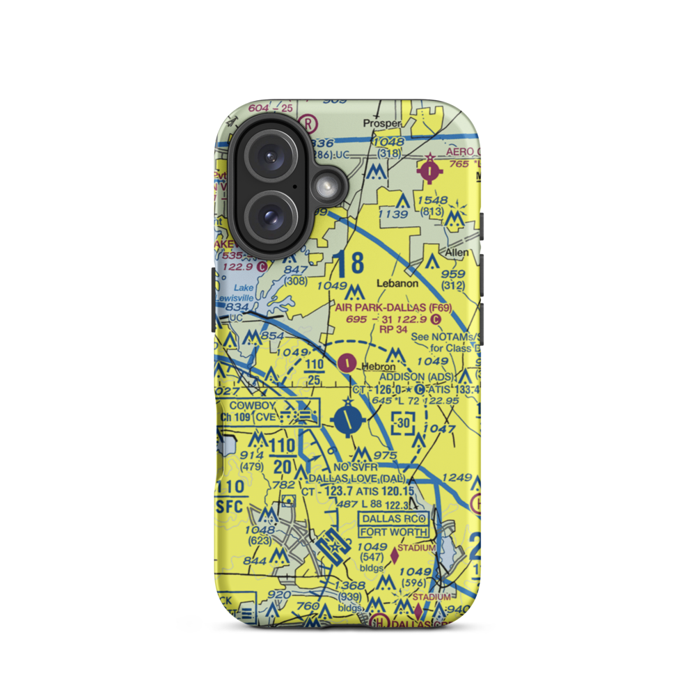 Air Park Dallas Airport (F69) VFR Sectional  Tough iPhone Case iPhone 16 model shown