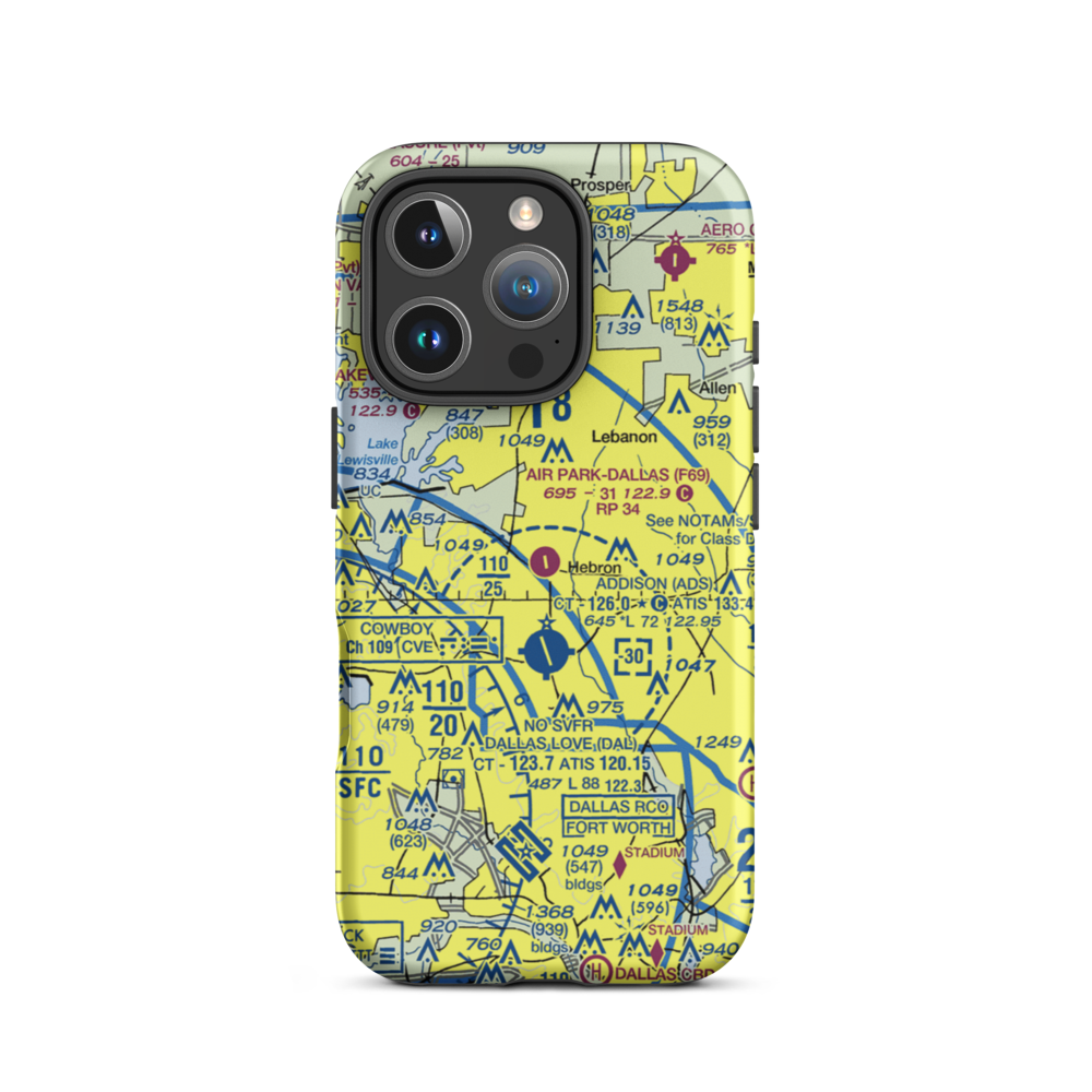 Air Park Dallas Airport (F69) VFR Sectional  Tough iPhone Case iPhone 16 Pro model shown