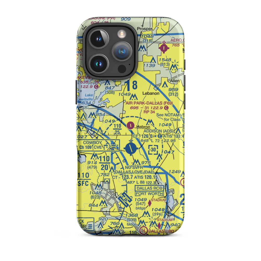 Air Park Dallas Airport (F69) VFR Sectional  Tough iPhone Case iPhone 16 Pro Max model shown