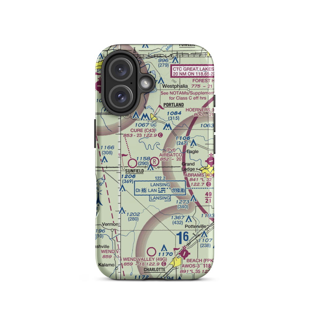 Airbatco Field (44MI) VFR Sectional  Tough iPhone Case iPhone 16 model shown