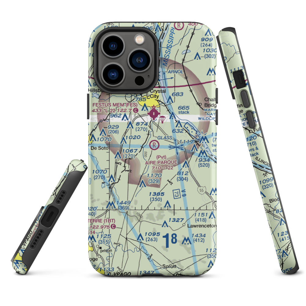 Aire Parque Airport (42MO) VFR Sectional  Tough iPhone Case iPhone 13 Pro Max model shown