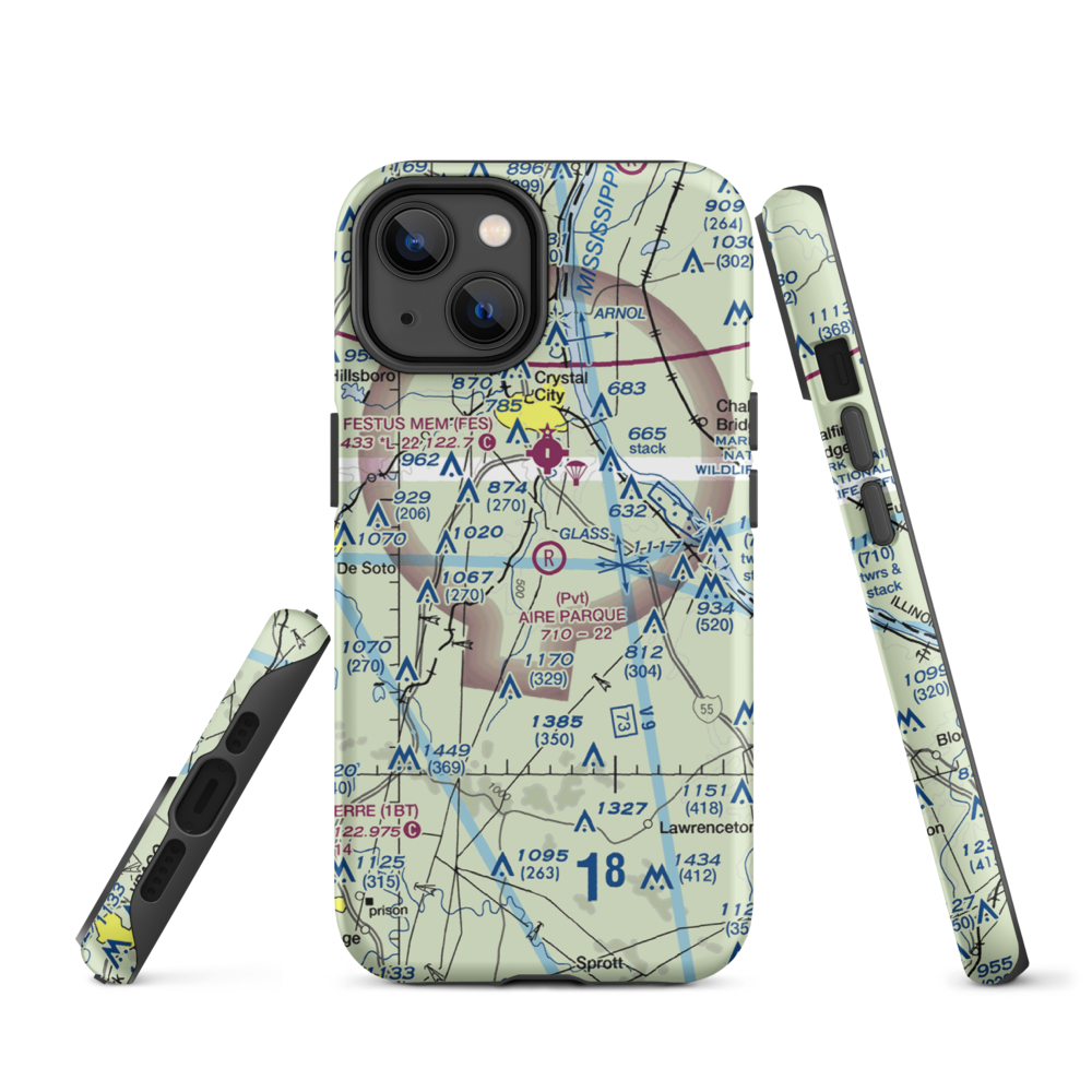 Aire Parque Airport (42MO) VFR Sectional  Tough iPhone Case iPhone 14 model shown