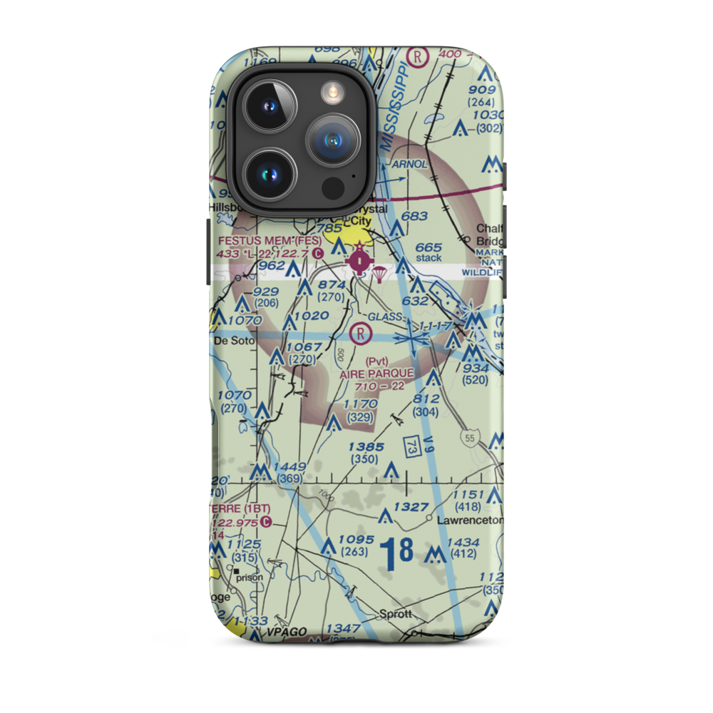Aire Parque Airport (42MO) VFR Sectional  Tough iPhone Case iPhone 16 Pro Max model shown