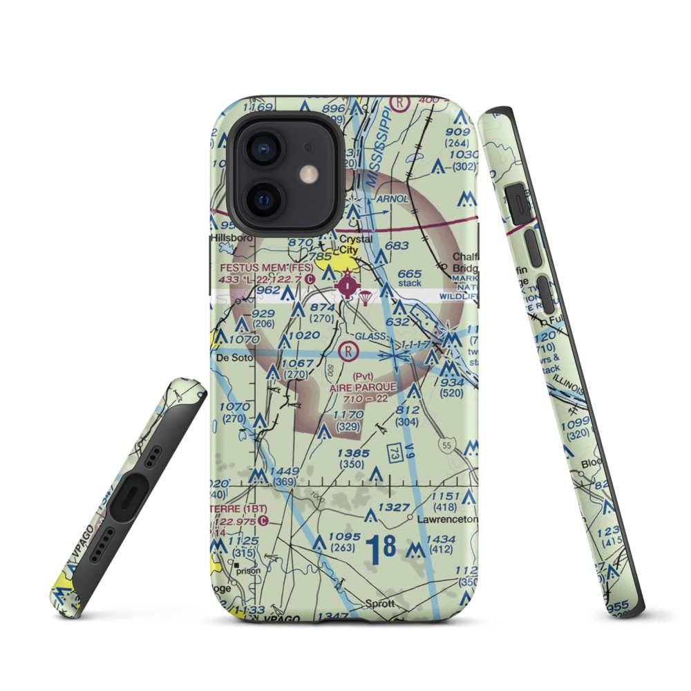 Aire Parque Airport (42MO) VFR Sectional  Tough iPhone Case iPhone 12 model shown