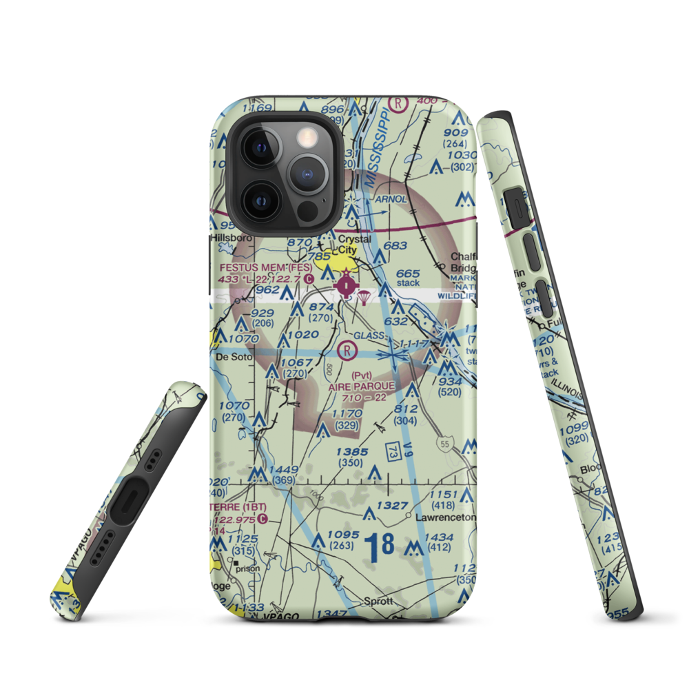 Aire Parque Airport (42MO) VFR Sectional  Tough iPhone Case iPhone 12 Pro model shown