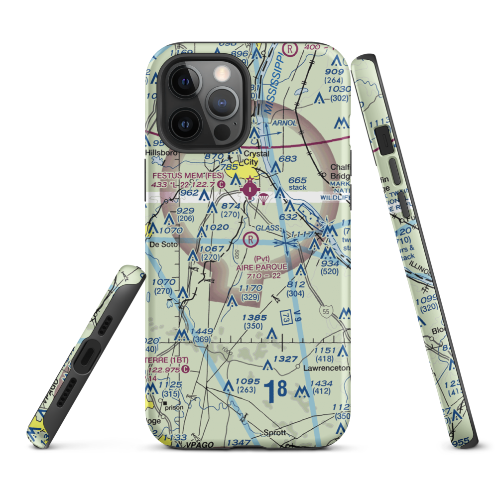 Aire Parque Airport (42MO) VFR Sectional  Tough iPhone Case iPhone 12 Pro Max model shown