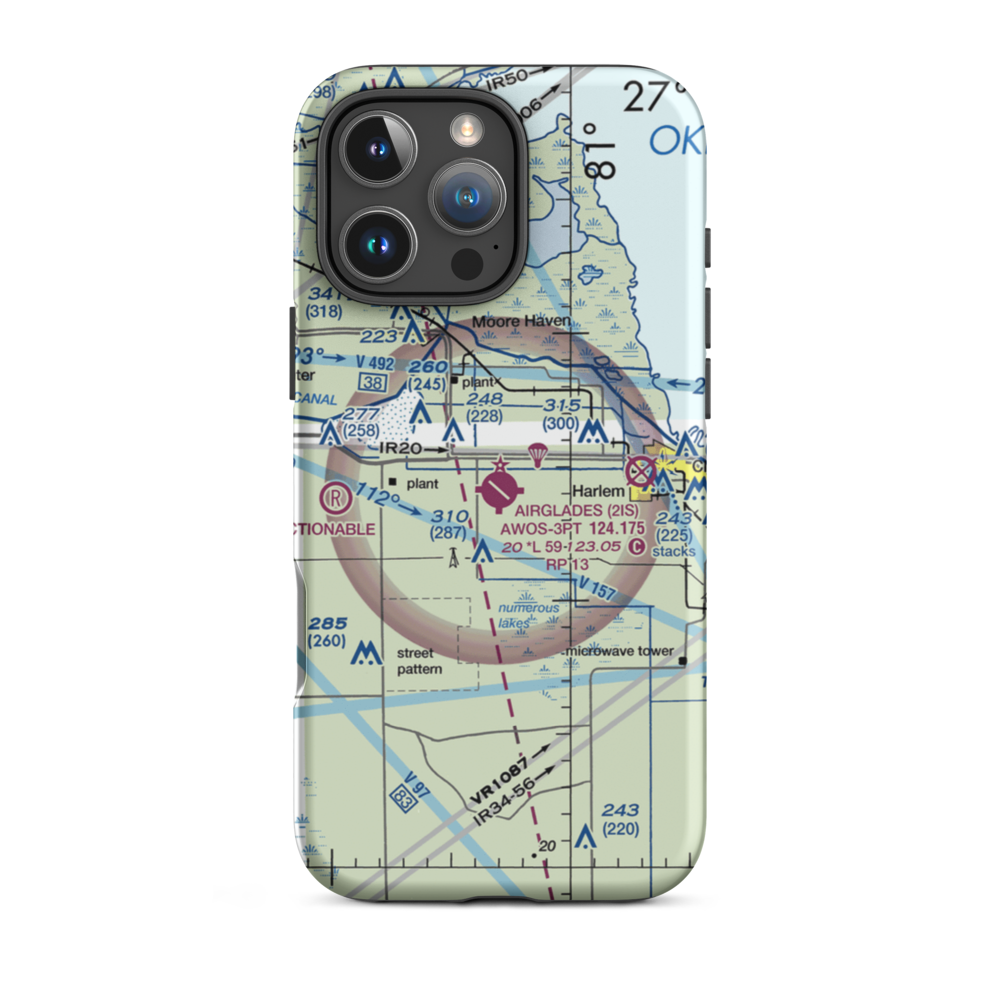 Airglades Airport (2IS) VFR Sectional  Tough iPhone Case iPhone 16 Pro Max model shown