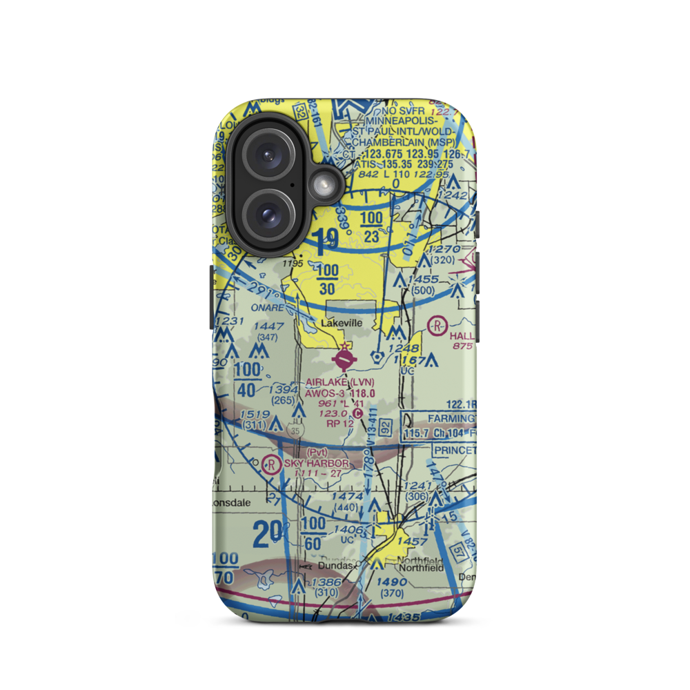 Airlake Airport (LVN) VFR Sectional  Tough iPhone Case iPhone 16 model shown