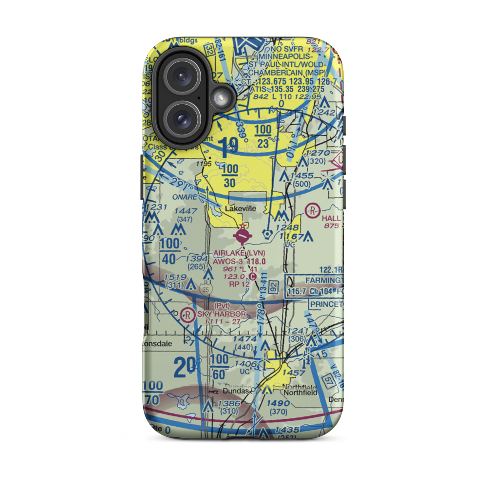 Airlake Airport (LVN) VFR Sectional  Tough iPhone Case iPhone 16 Plus model shown