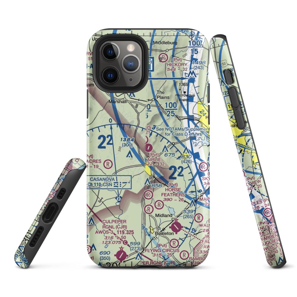 Airlie Airport (2VA9) VFR Sectional  Tough iPhone Case iPhone 11 Pro model shown