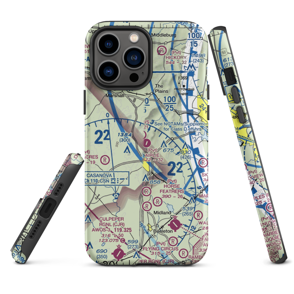 Airlie Airport (2VA9) VFR Sectional  Tough iPhone Case iPhone 13 Pro Max model shown