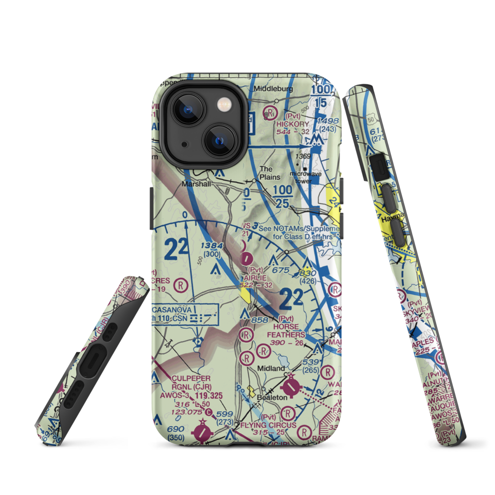 Airlie Airport (2VA9) VFR Sectional  Tough iPhone Case iPhone 14 model shown