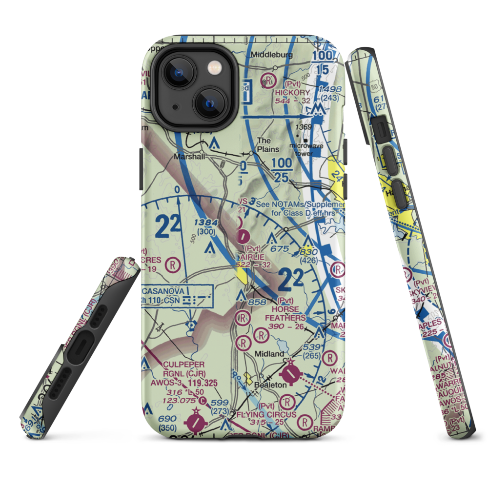 Airlie Airport (2VA9) VFR Sectional  Tough iPhone Case iPhone 14 Plus model shown