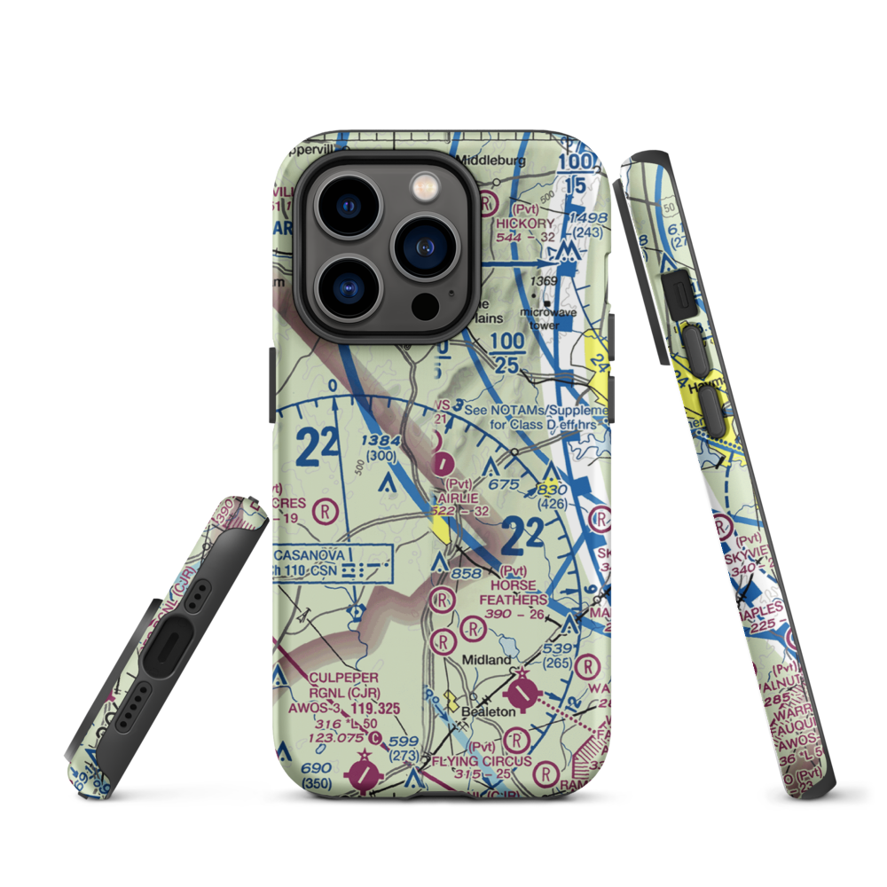 Airlie Airport (2VA9) VFR Sectional  Tough iPhone Case iPhone 14 Pro model shown