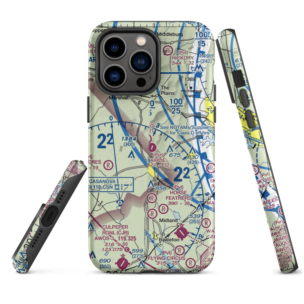Airlie Airport (2VA9) VFR Sectional  Tough iPhone Case iPhone 14 Pro Max model shown