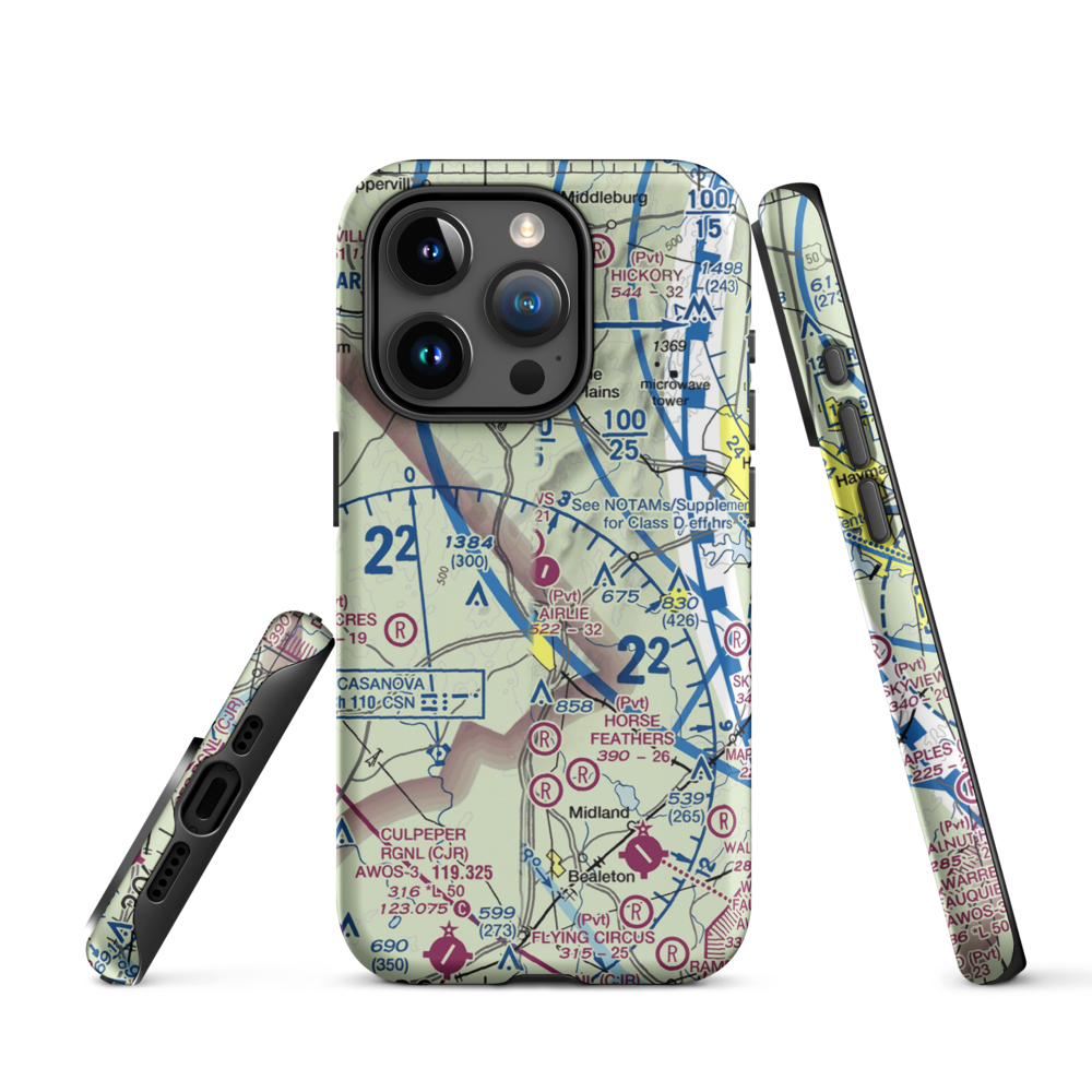Airlie Airport (2VA9) VFR Sectional  Tough iPhone Case iPhone 15 Pro model shown