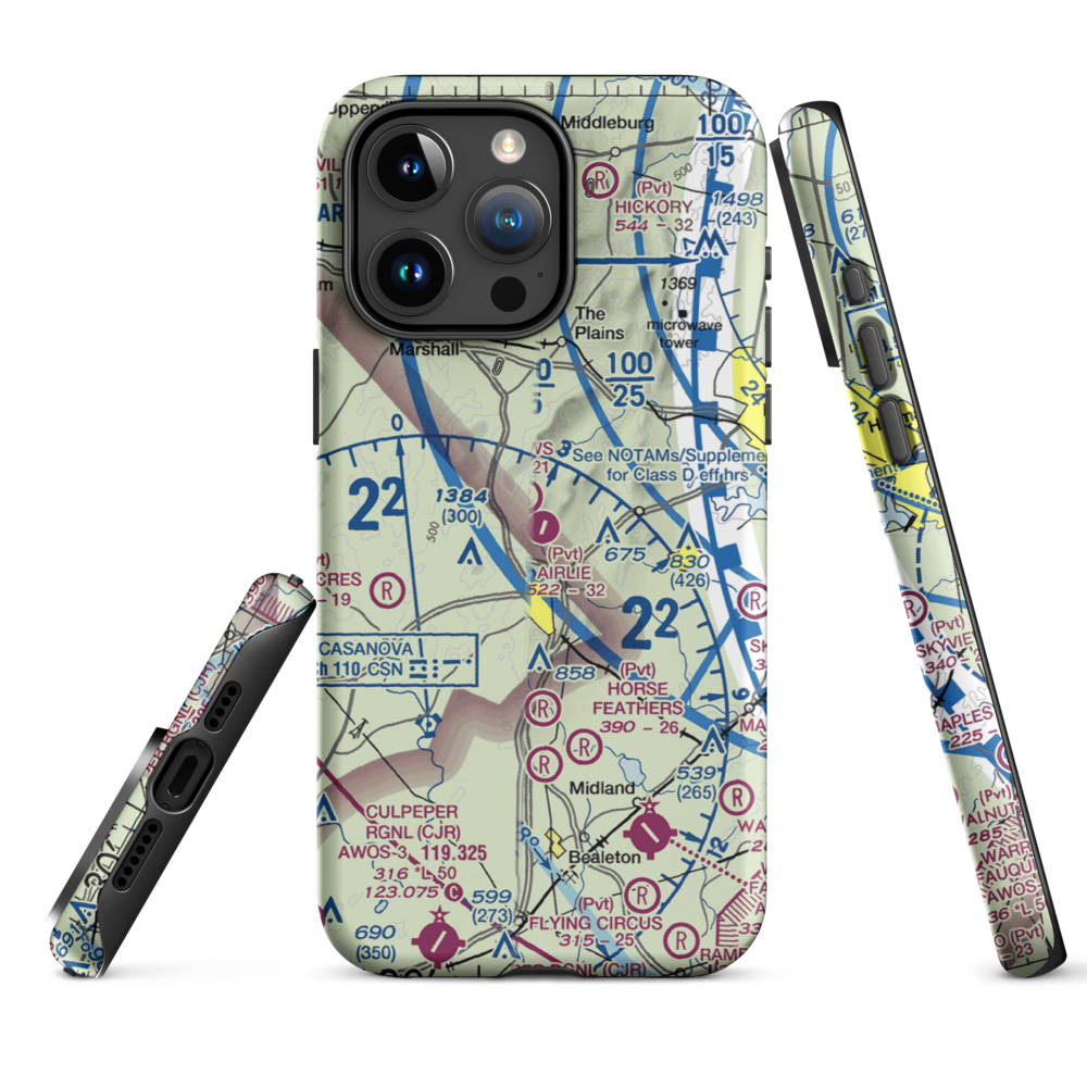 Airlie Airport (2VA9) VFR Sectional  Tough iPhone Case iPhone 15 Pro Max model shown
