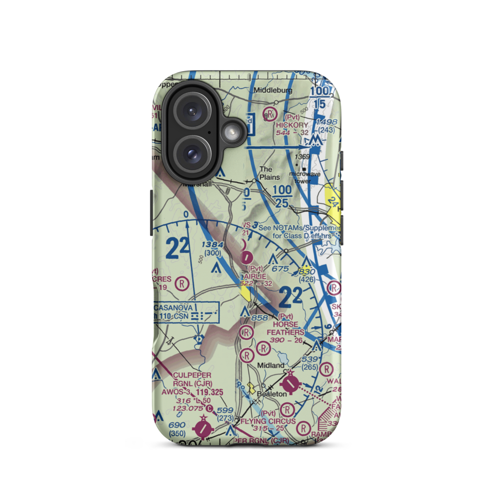 Airlie Airport (2VA9) VFR Sectional  Tough iPhone Case iPhone 16 model shown