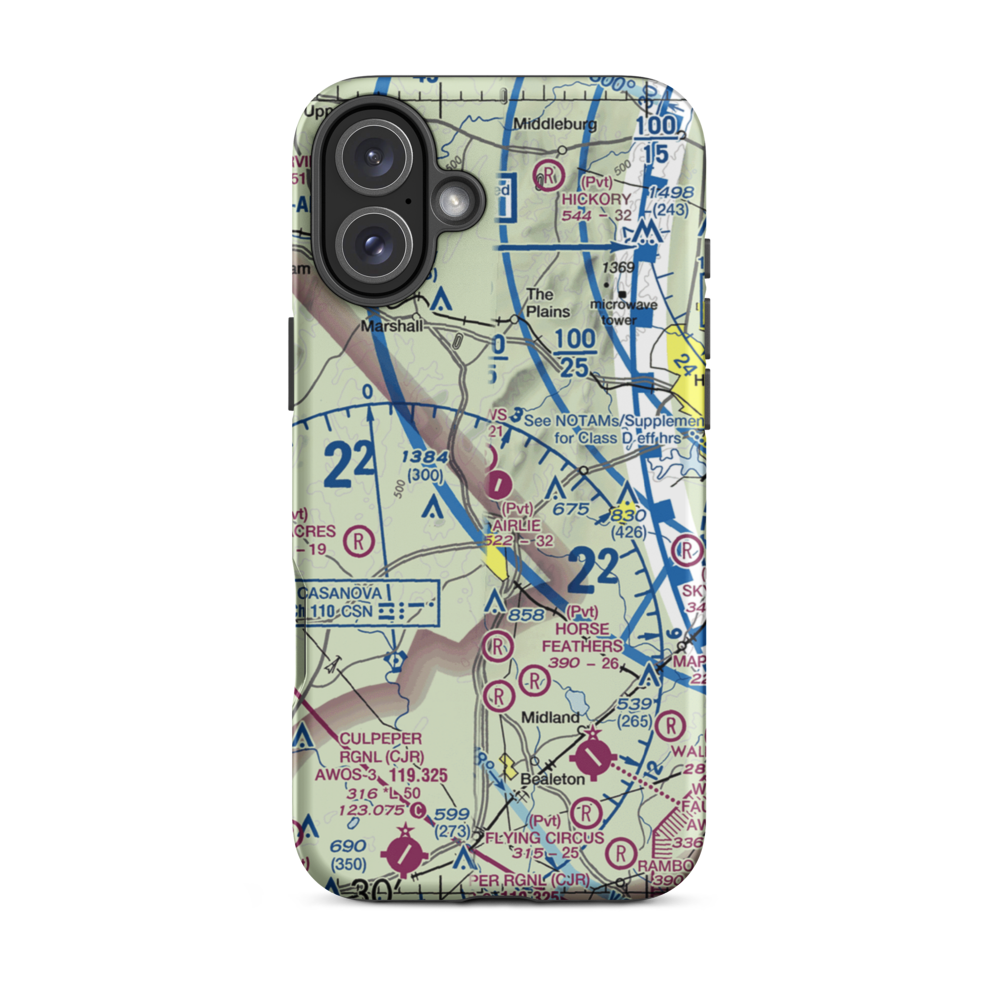 Airlie Airport (2VA9) VFR Sectional  Tough iPhone Case iPhone 16 Plus model shown