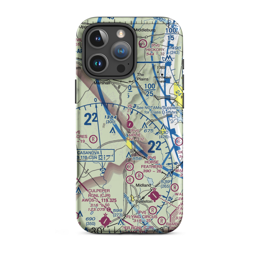 Airlie Airport (2VA9) VFR Sectional  Tough iPhone Case iPhone 16 Pro Max model shown