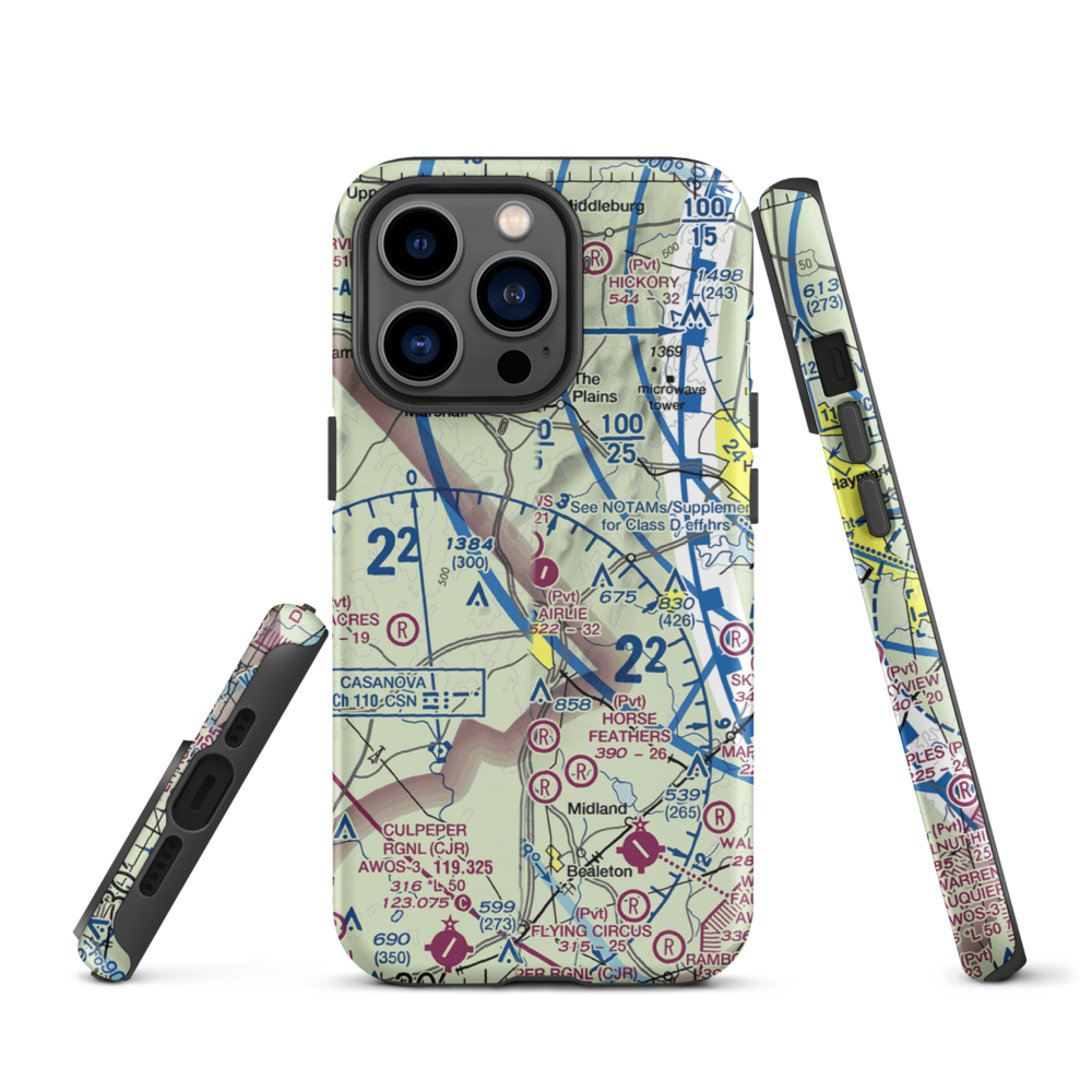 Airlie Airport (2VA9) VFR Sectional  Tough iPhone Case iPhone 13 Pro model shown