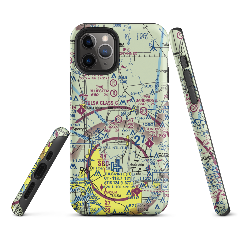 Airman Acres Airport (OK93) VFR Sectional  Tough iPhone Case iPhone 11 Pro model shown